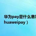 华为pay是什么意思啊（huaweipay）