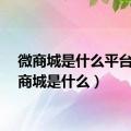 微商城是什么平台（微商城是什么）