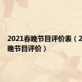 2021春晚节目评价表（2019春晚节目评价）