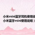 小米mini蓝牙耳机使用说明书（小米蓝牙mini使用说明）