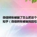 微信转账被骗了怎么把这个钱追回 知乎（微信转账被骗找回经历）