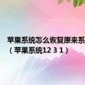 苹果系统怎么恢复原来系统版本（苹果系统12 3 1）