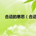 合适的意思（合适）