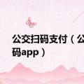 公交扫码支付（公交扫码app）