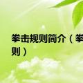 拳击规则简介（拳击规则）