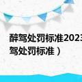 醉驾处罚标准2023（醉驾处罚标准）