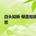 白头如新 倾盖如故的意思