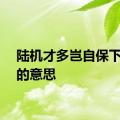 陆机才多岂自保下一句的意思