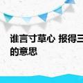 谁言寸草心 报得三春晖的意思