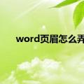 word页眉怎么弄