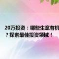 20万投资：哪些生意有机会赚钱？探索最佳投资领域！