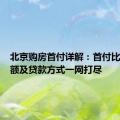 北京购房首付详解：首付比例、金额及贷款方式一网打尽